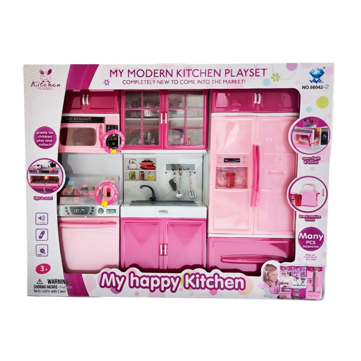 Cocina Muñecas Horno Luz Nevera Sonido 3 Modulos Niñas