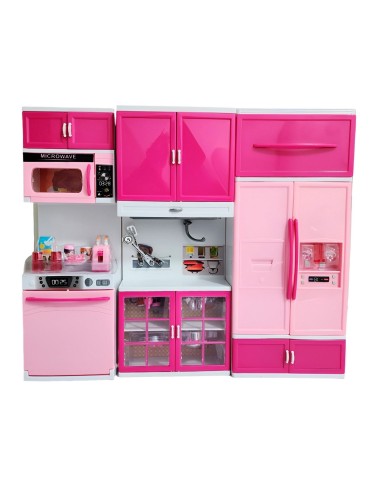 Cocina Muñecas Horno Luz Nevera Sonido 3 Modulos Niñas