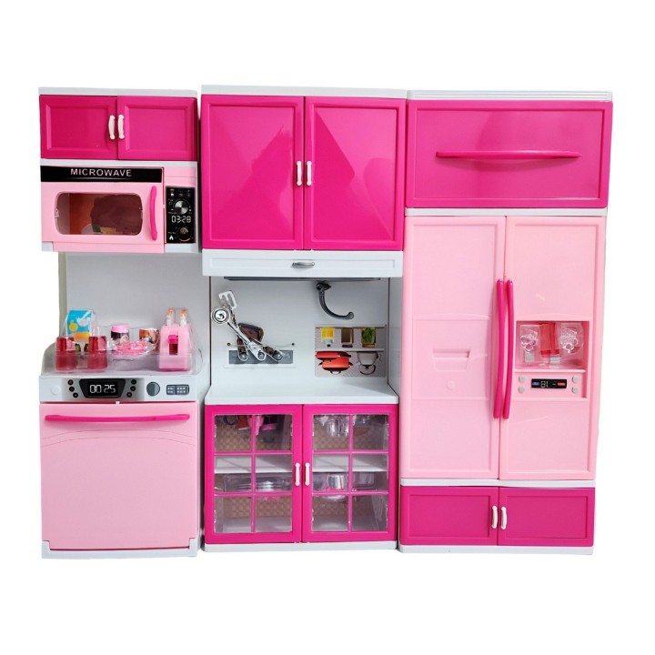 Cocina Muñecas Horno Luz Nevera Sonido 3 Modulos Niñas