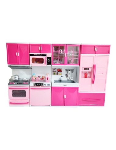 Cocina Muñecas Horno Luz Nevera Sonido 4 Modulos Niñas