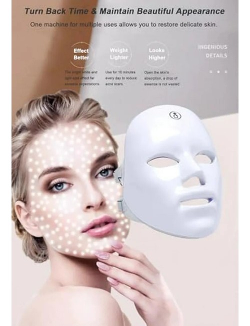 Mascara Facial Led 7 Colores Recargable Portable