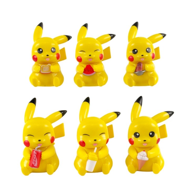 Figura Coleccionable Pokemon Pikachu Comiendo X 6 Unidades