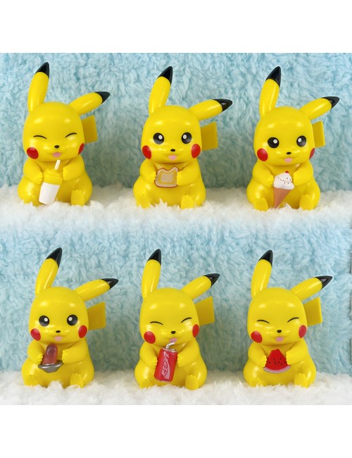 Figura Coleccionable Pokemon Pikachu Comiendo X 6 Unidades