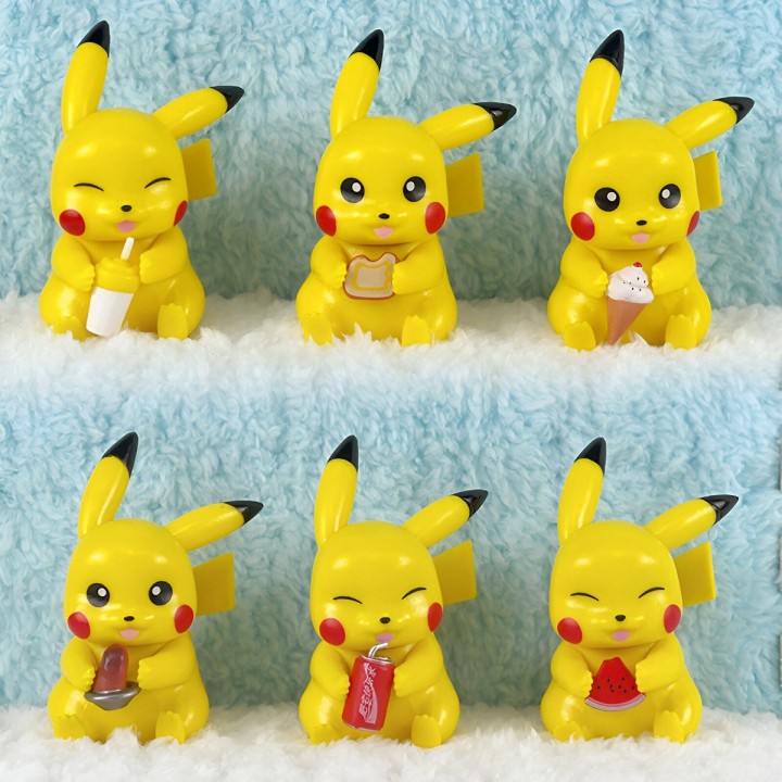 Figura Coleccionable Pokemon Pikachu Comiendo X 6 Unidades