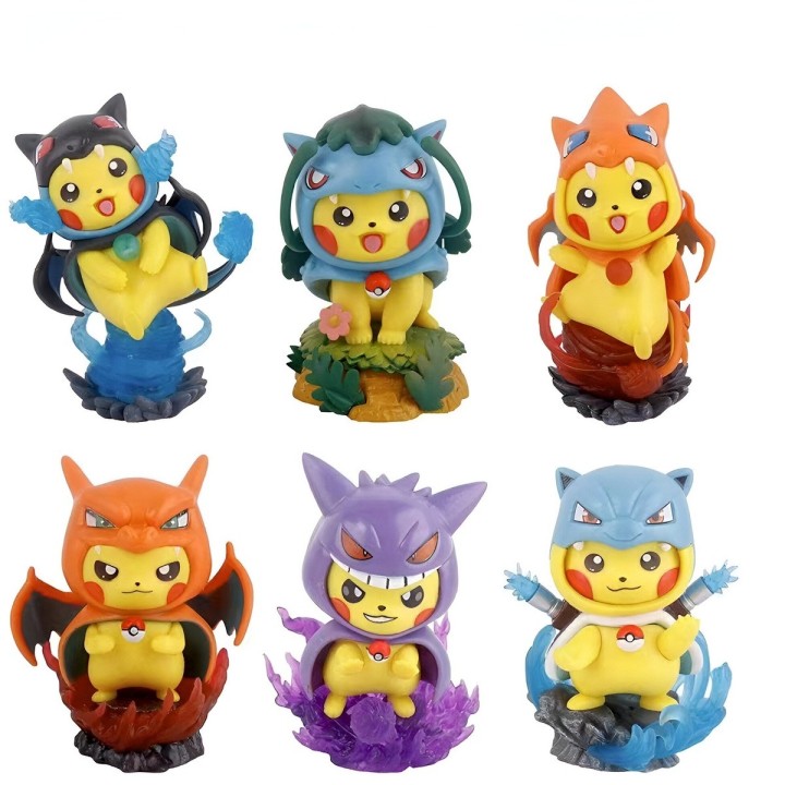 Figura Coleccionable Pokemon Pikachu Disfraces X 6 Unidades