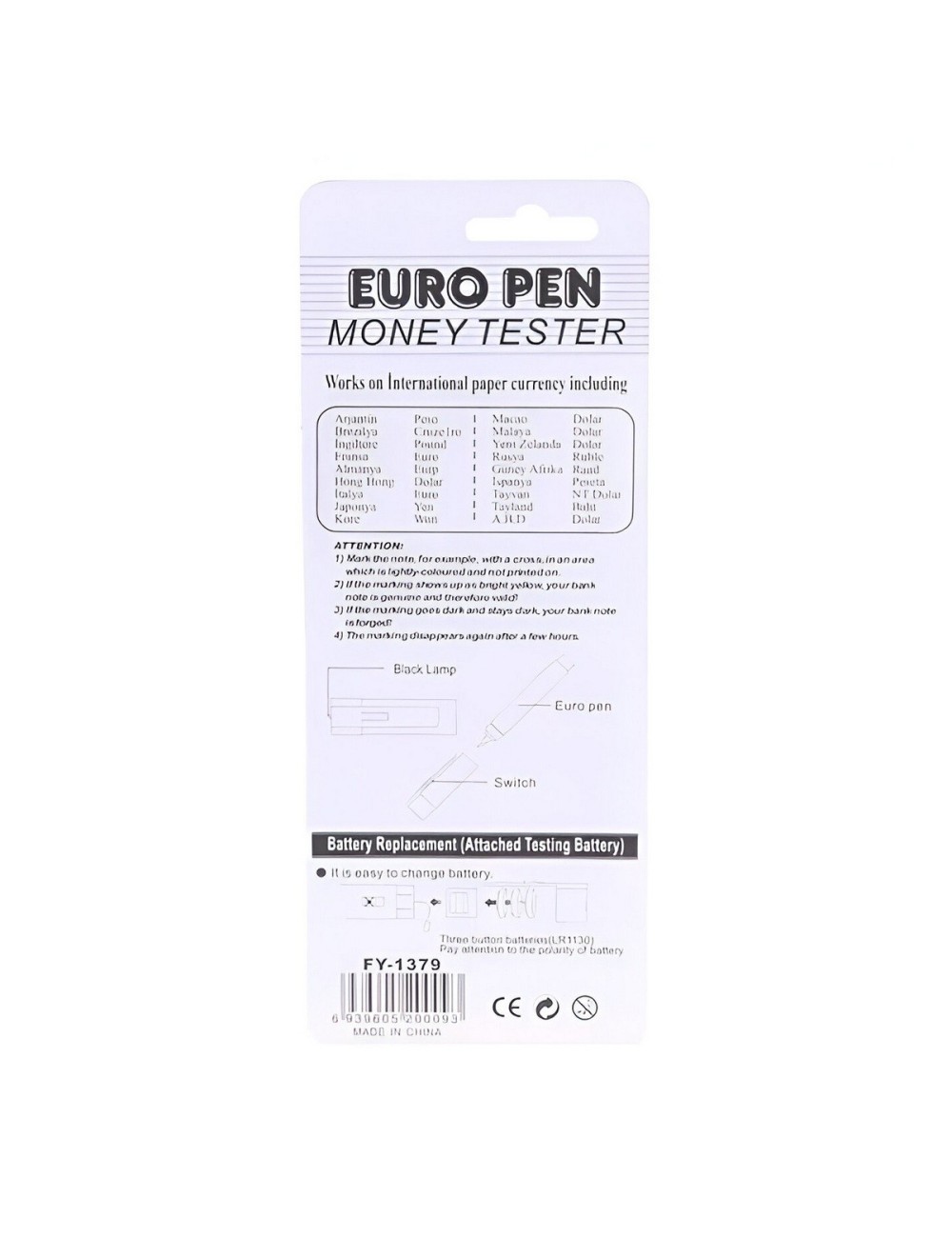 Marcador Probador Billetes Falsos Luz Uv Portable