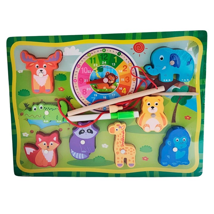 Juego De Madera 2 En 1 Pesca Didactico Figura Y Tablero