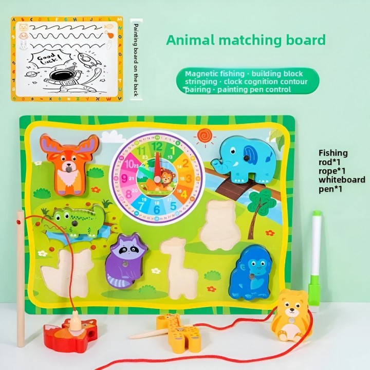 Juego De Madera 2 En 1 Pesca Didactico Figura Y Tablero