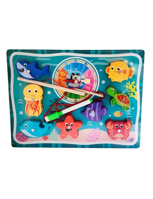 Juego De Madera 2 En 1 Pesca Didactico Figura Y Tablero
