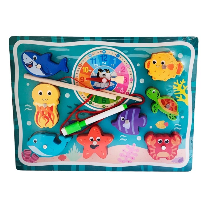 Juego De Madera 2 En 1 Pesca Didactico Figura Y Tablero