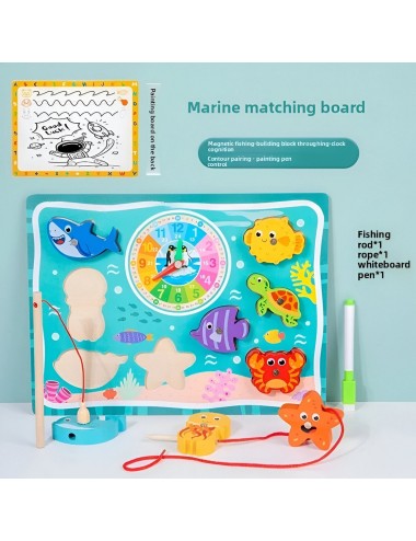 Juego De Madera 2 En 1 Pesca Didactico Figura Y Tablero