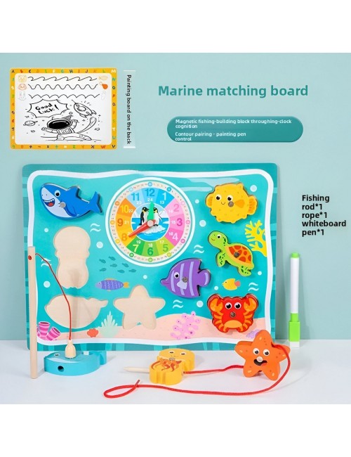Juego De Madera 2 En 1 Pesca Didactico Figura Y Tablero