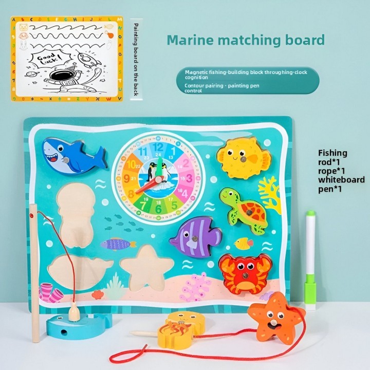 Juego De Madera 2 En 1 Pesca Didactico Figura Y Tablero
