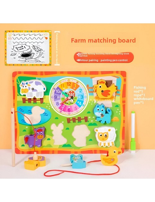 Juego De Madera 2 En 1 Pesca Didactico Figura Y Tablero