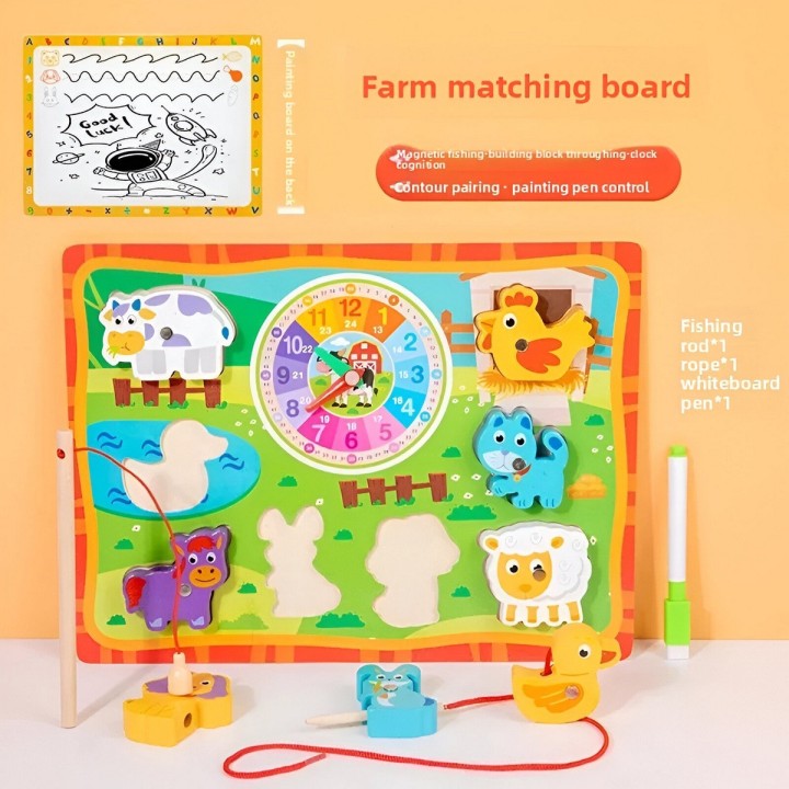 Juego De Madera 2 En 1 Pesca Didactico Figura Y Tablero