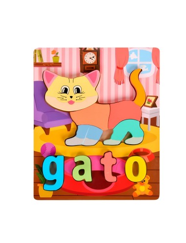 Juego De Madera Encastre Figuras Letra Madera Aprendizaje
