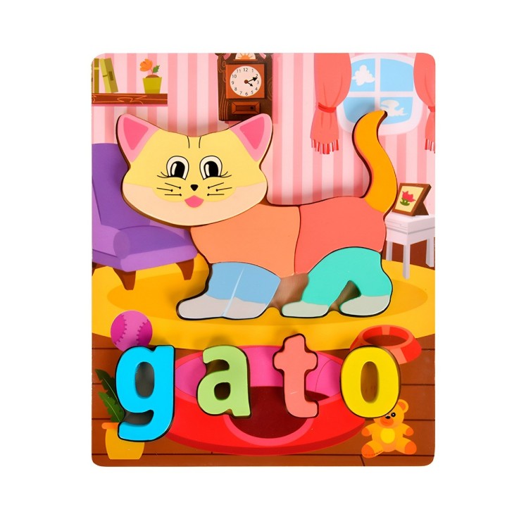 Juego De Madera Encastre Figuras Letra Madera Aprendizaje
