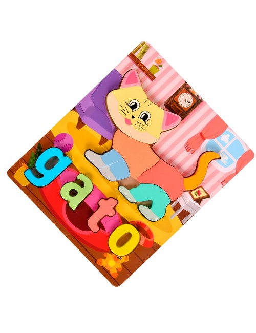 Juego De Madera Encastre Figuras Letra Madera Aprendizaje