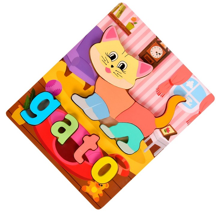 Juego De Madera Encastre Figuras Letra Madera Aprendizaje