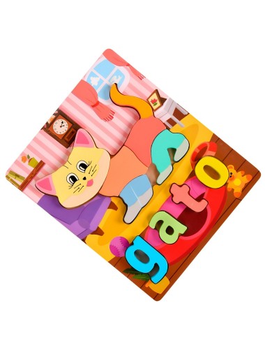 Juego De Madera Encastre Figuras Letra Madera Aprendizaje