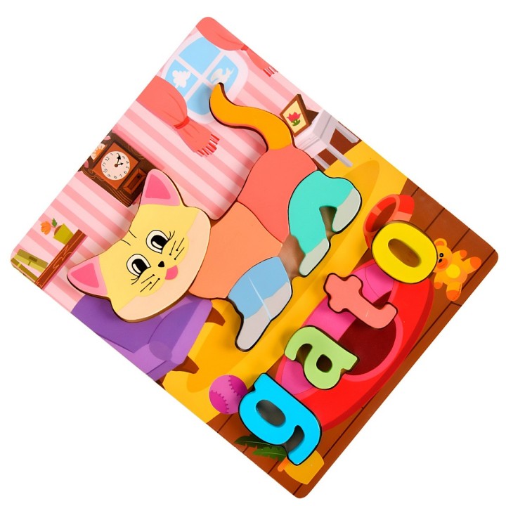 Juego De Madera Encastre Figuras Letra Madera Aprendizaje