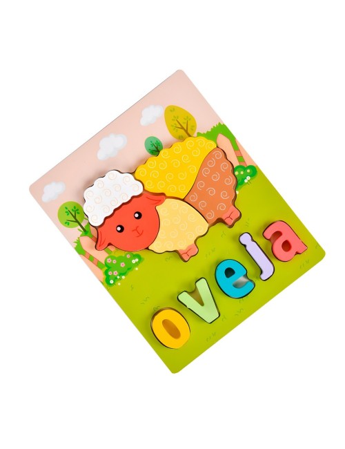 Juego De Madera Encastre Figuras Letra Madera Aprendizaje