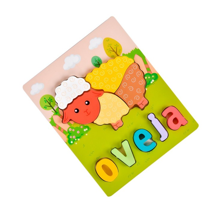 Juego De Madera Encastre Figuras Letra Madera Aprendizaje