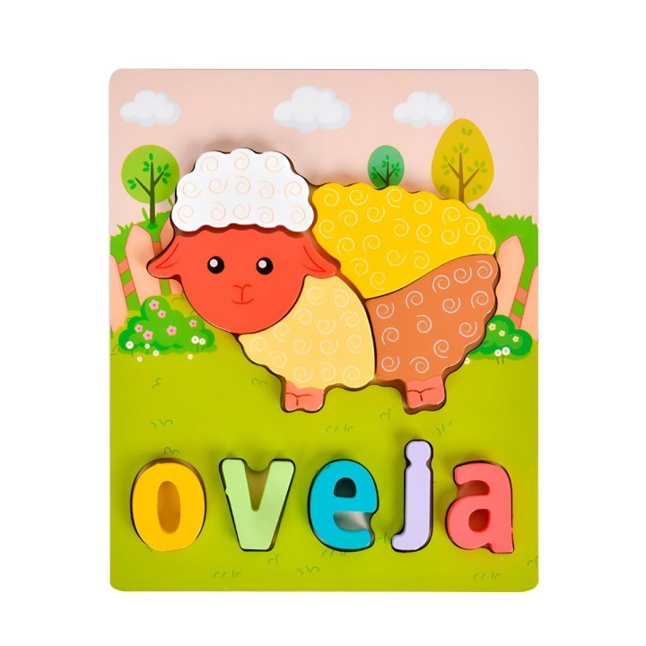 Juego De Madera Encastre Figuras Letra Madera Aprendizaje