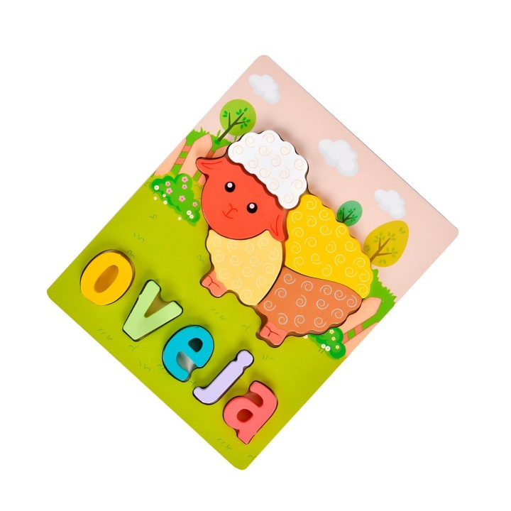 Juego De Madera Encastre Figuras Letra Madera Aprendizaje
