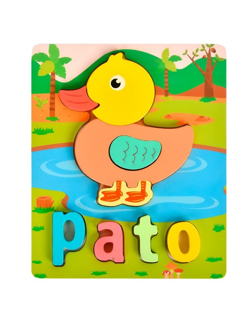 Juego De Madera Encastre Figuras Letra Madera Aprendizaje