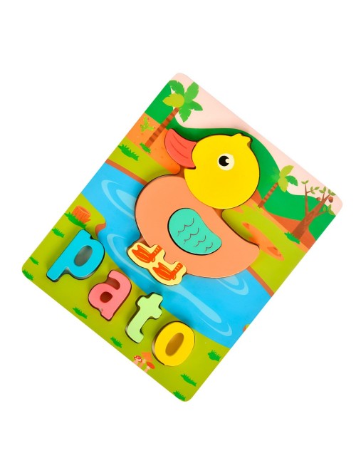 Juego De Madera Encastre Figuras Letra Madera Aprendizaje