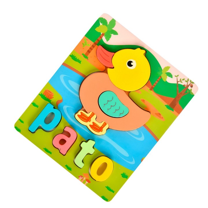 Juego De Madera Encastre Figuras Letra Madera Aprendizaje