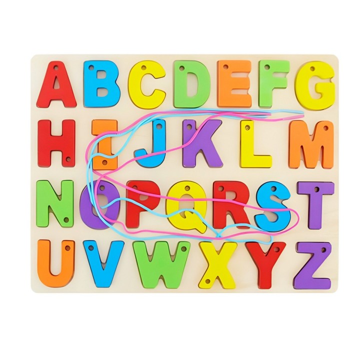 Juego De Mesa Encastre Abecedario Hilos Aprendizaje