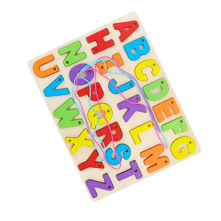 Juego De Mesa Encastre Abecedario Hilos Aprendizaje