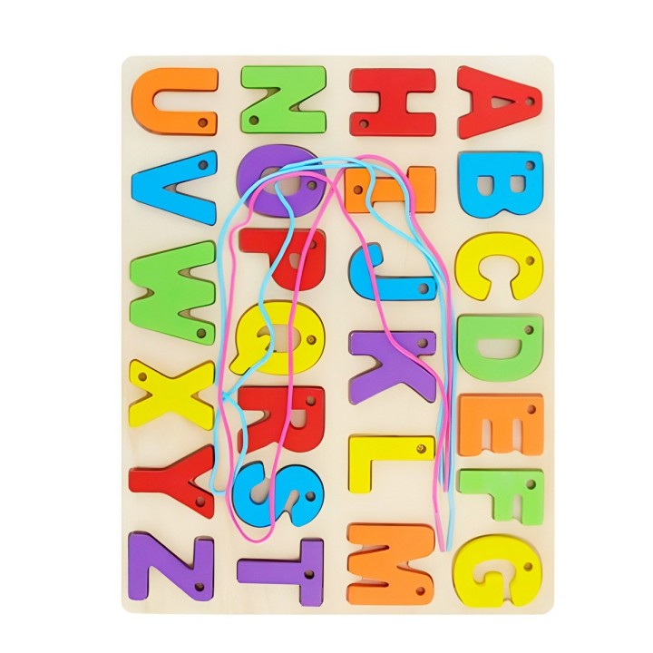 Juego De Mesa Encastre Abecedario Hilos Aprendizaje