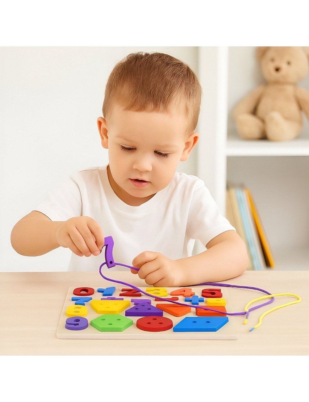 Juego De Mesa Encastre Numeros Hilos Aprendizaje