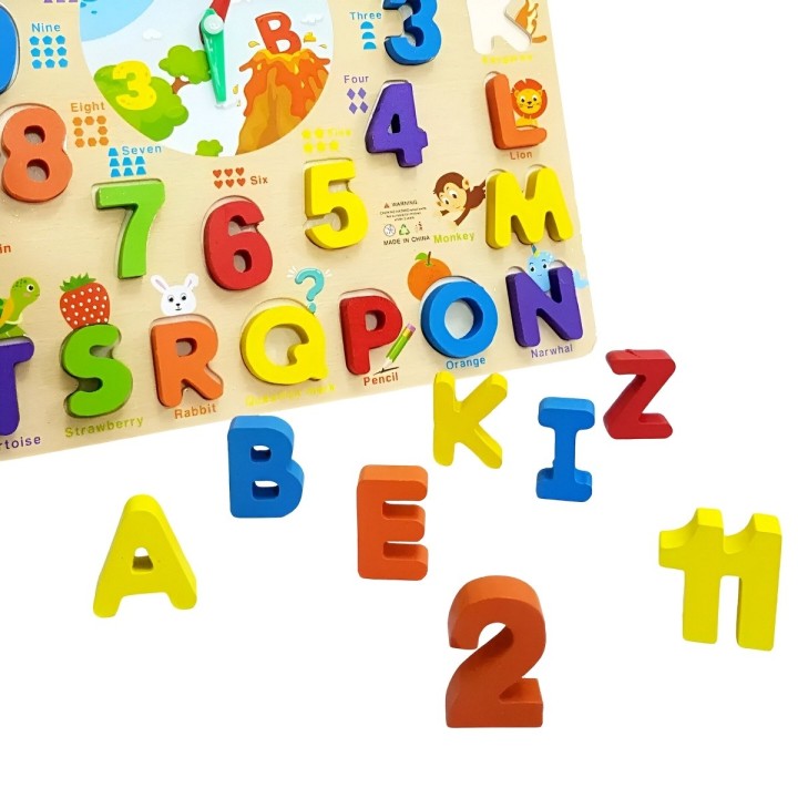 Juego De Mesa Encastre Letras Numeros En Ingles Aprendizaje