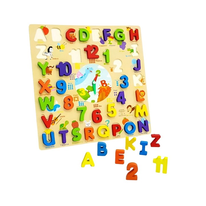 Juego De Mesa Encastre Letras Numeros En Ingles Aprendizaje