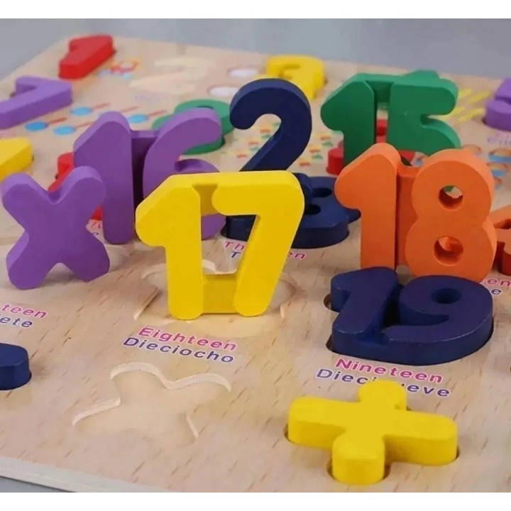 Juego De Mesa Encastre Numeros En Ingles Aprendizaje Niños