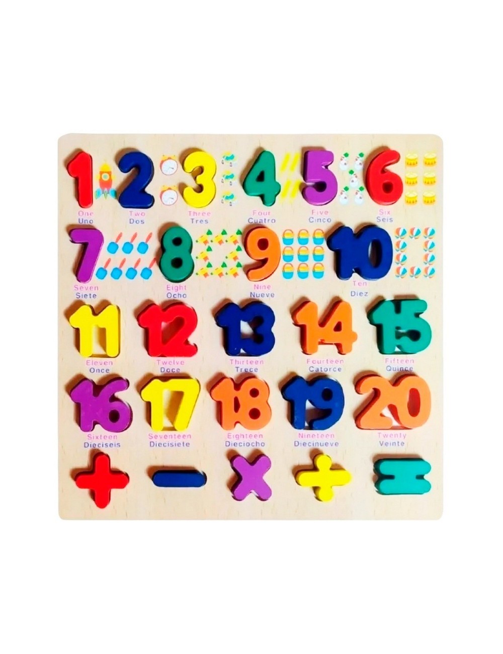 Juego De Mesa Encastre Numeros En Ingles Aprendizaje Niños