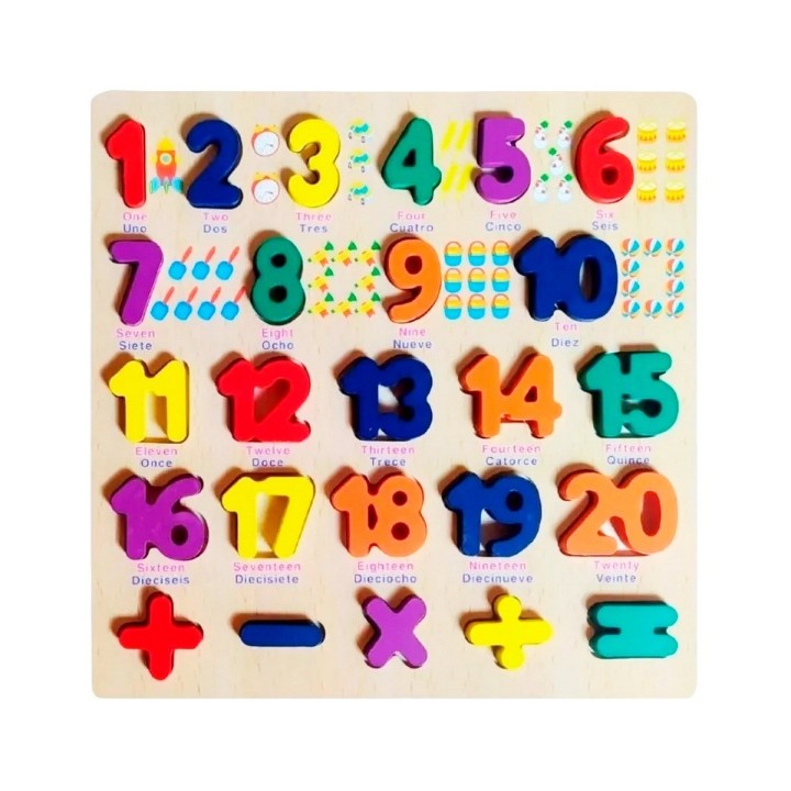 Juego De Mesa Encastre Numeros En Ingles Aprendizaje Niños