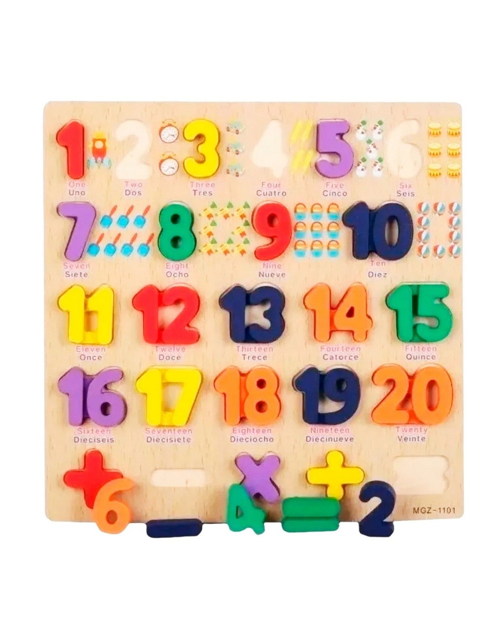 Juego De Mesa Encastre Numeros En Ingles Aprendizaje Niños