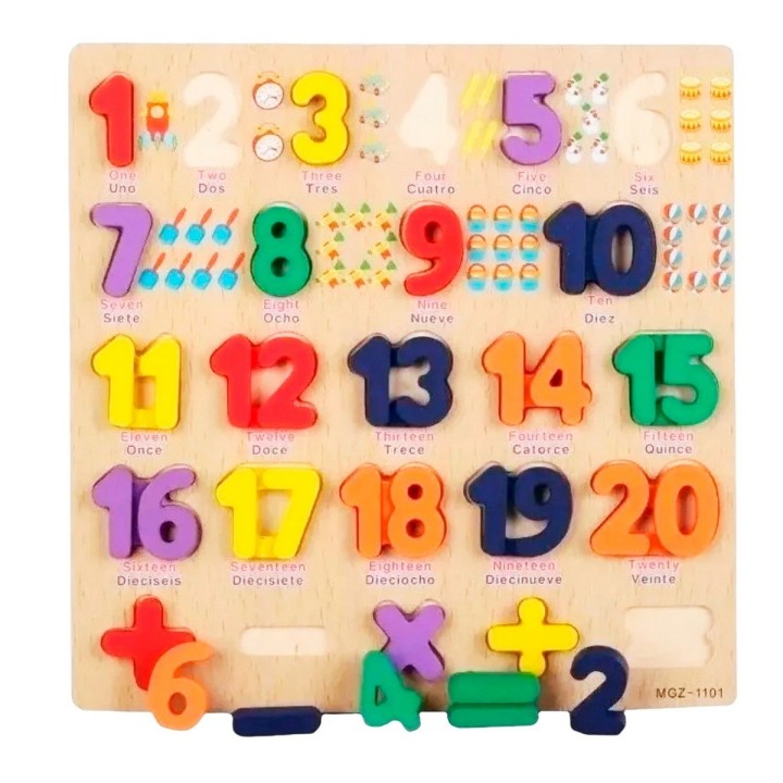 Juego De Mesa Encastre Numeros En Ingles Aprendizaje Niños
