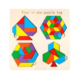 Juego Tablero Colores Encastre Figuras 4 En 1 Puzzle Niños