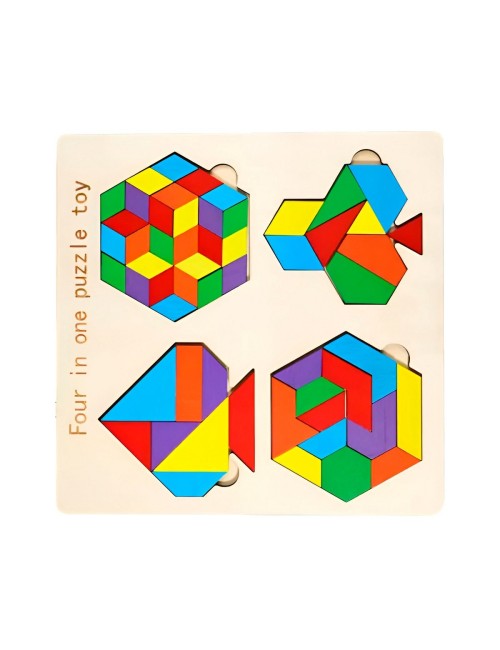 Juego Tablero Colores Encastre Figuras 4 En 1 Puzzle Niños