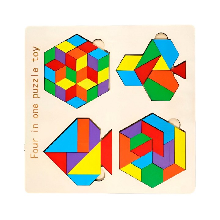 Juego Tablero Colores Encastre Figuras 4 En 1 Puzzle Niños