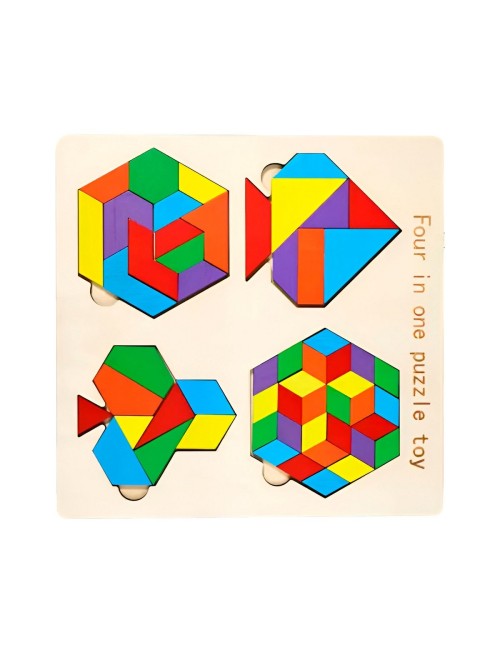 Juego Tablero Colores Encastre Figuras 4 En 1 Puzzle Niños