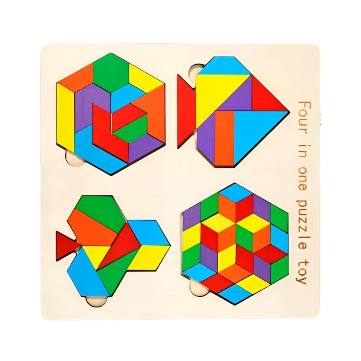 Juego Tablero Colores Encastre Figuras 4 En 1 Puzzle Niños