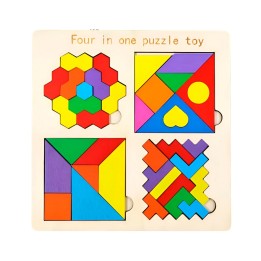 Juego Tablero Colores Encastre Figuras 4 En 1 Puzzle Niños