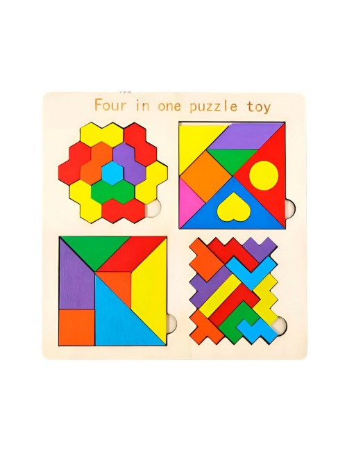 Juego Tablero Colores Encastre Figuras 4 En 1 Puzzle Niños